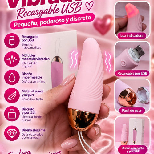 Mini vibrador recargable USB color rosado