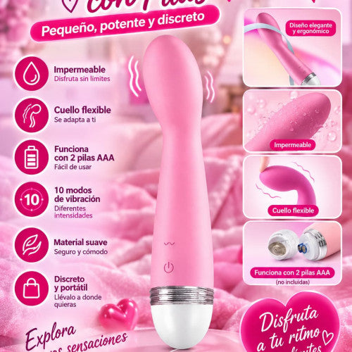 Mini vibrador impermeable rosado con cuello flexible