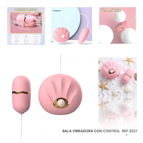 Bala vibradora con control remoto diseño concha rosada