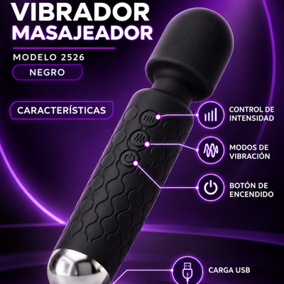 Vibrador masajeador recargable modelo 2526 negro