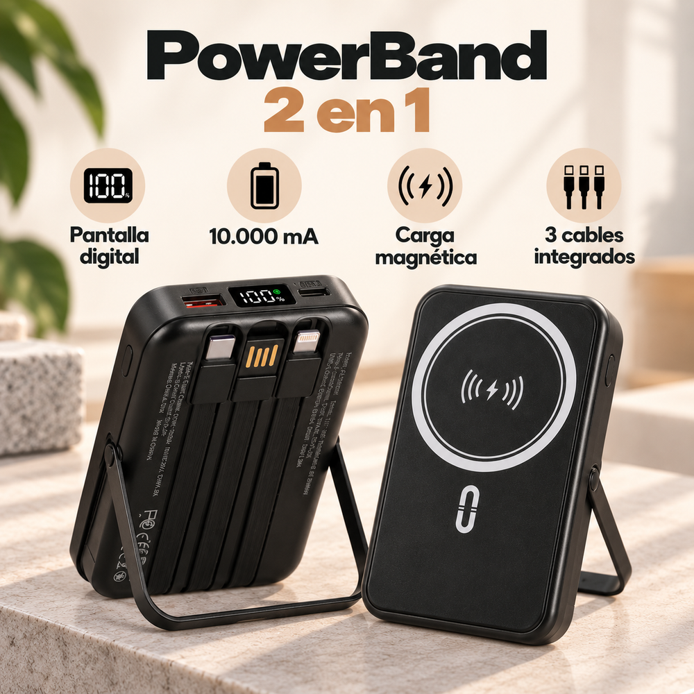 Power Bank Depak DP-B37 con carga magnética y cables integrados