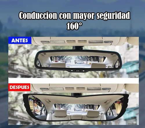Espejo retrovisor panorámico - antes y después, mayor visión 160°