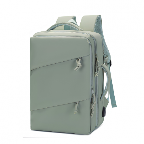 Mochila Expandible Multifuncional con Puerto USB - verde salvia